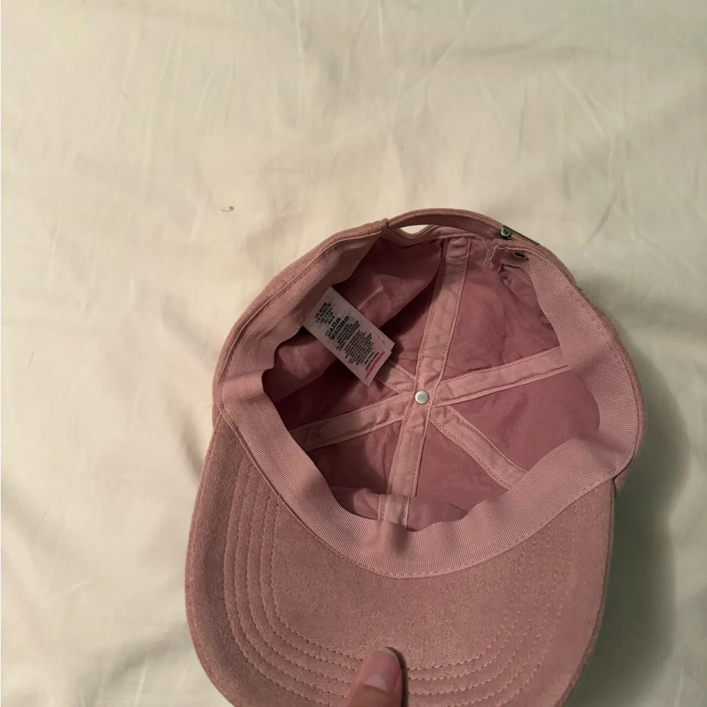 Girls Pink Suede Adjustable Ball Cap